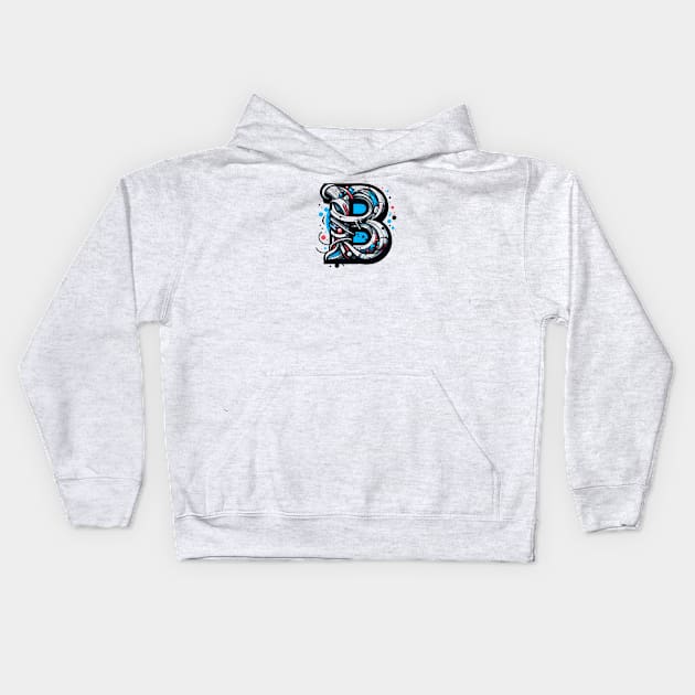 Letter B design graffity style Kids Hoodie by grappict